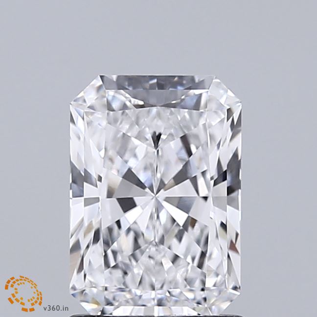 1.54 Carat Radiant Shaped, Ideal Cut, D Color, VVS2 Clarity, IGI Certified Lab Grown Diamond