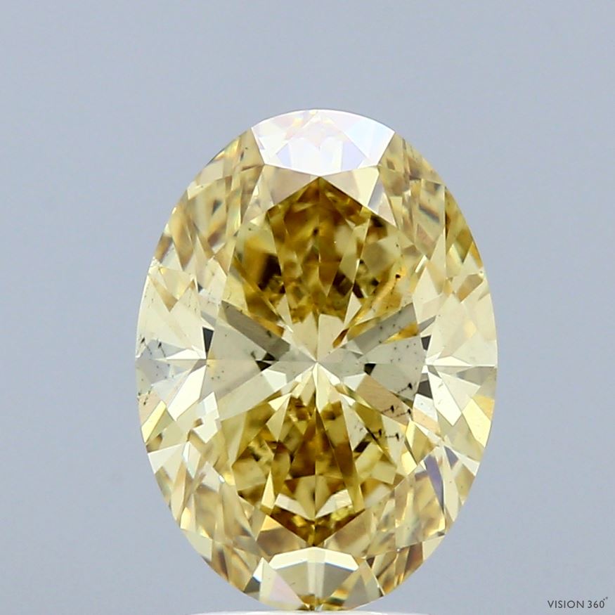 3.00 Carat Oval Shaped, Ideal Cut, FANCY INTENSE YELLOW Color, VS2 Clarity, IGI Certified Lab Grown Diamond