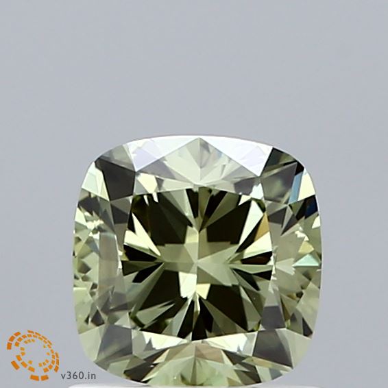 1.04 Carat Cushion Shaped, Ideal Cut, FANCY INTENSE GREEN Color, VS2 Clarity, IGI Certified Lab Grown Diamond