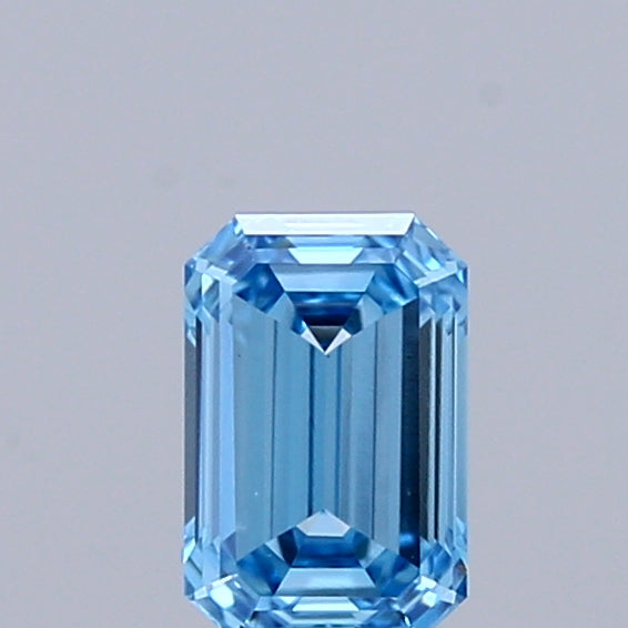 0.35 Carat Emerald Shaped, Ideal Cut, FANCY VIVID BLUE Color, VVS2 Clarity, IGI Certified Lab Grown Diamond