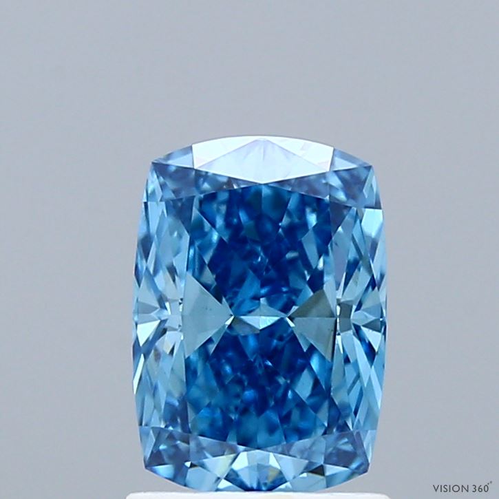 1.53 Carat Cushion Shaped, Ideal Cut, FANCY VIVID BLUE Color, VS1 Clarity, IGI Certified Lab Grown Diamond
