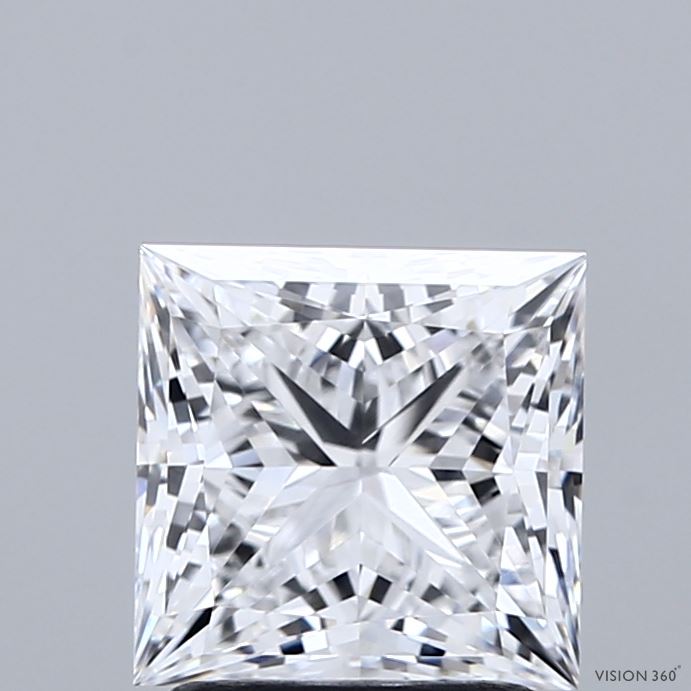 2.05 Carat Princess Shaped, Ideal Cut, E Color, VVS1 Clarity, GIA Certified Lab Grown Diamond