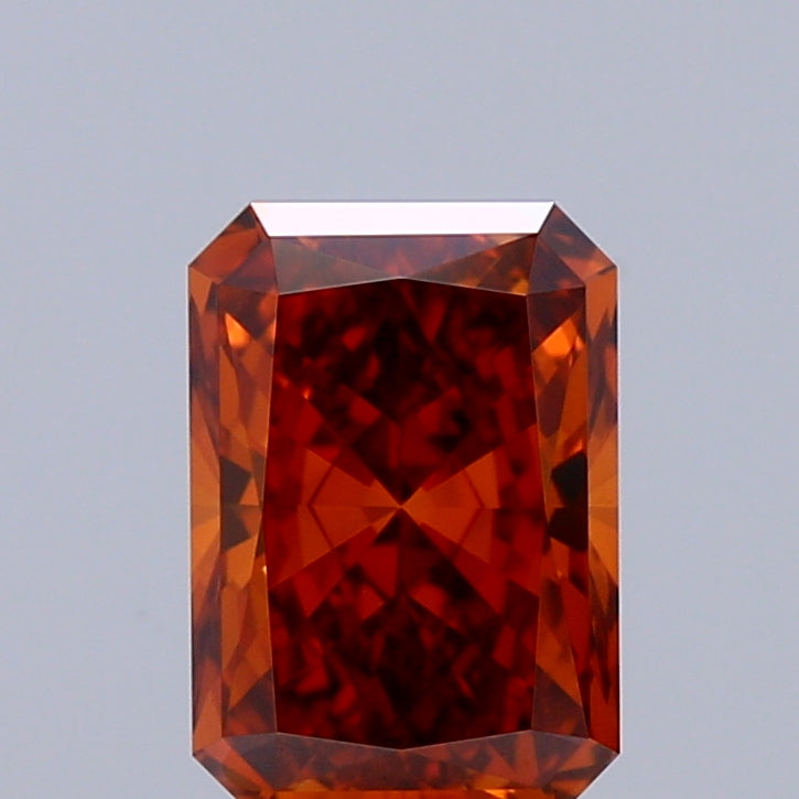 1.02 Carat Radiant Shaped, Ideal Cut, FANCY VIVID ORANGE Color, VVS2 Clarity, IGI Certified Lab Grown Diamond