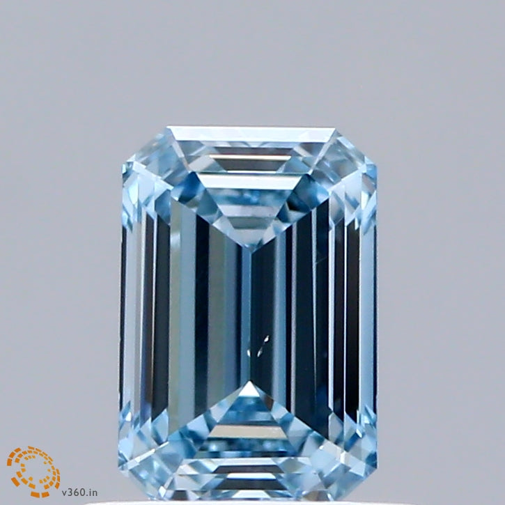 0.81 Carat Emerald Shaped, Ideal Cut, FANCY INTENSE BLUE Color, VS1 Clarity, IGI Certified Lab Grown Diamond