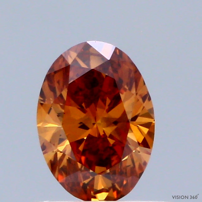 0.51 Carat Oval Shaped, Ideal Cut, FANCY VIVID ORANGE Color, VS1 Clarity, IGI Certified Lab Grown Diamond