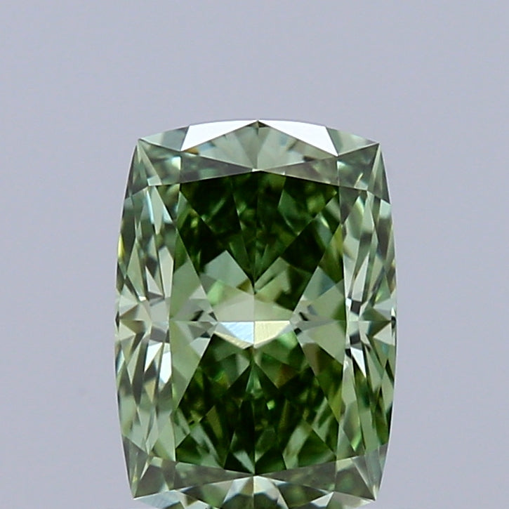 1.03 Carat Cushion Shaped, Ideal Cut, FANCY VIVID GREEN Color, VS1 Clarity, IGI Certified Lab Grown Diamond