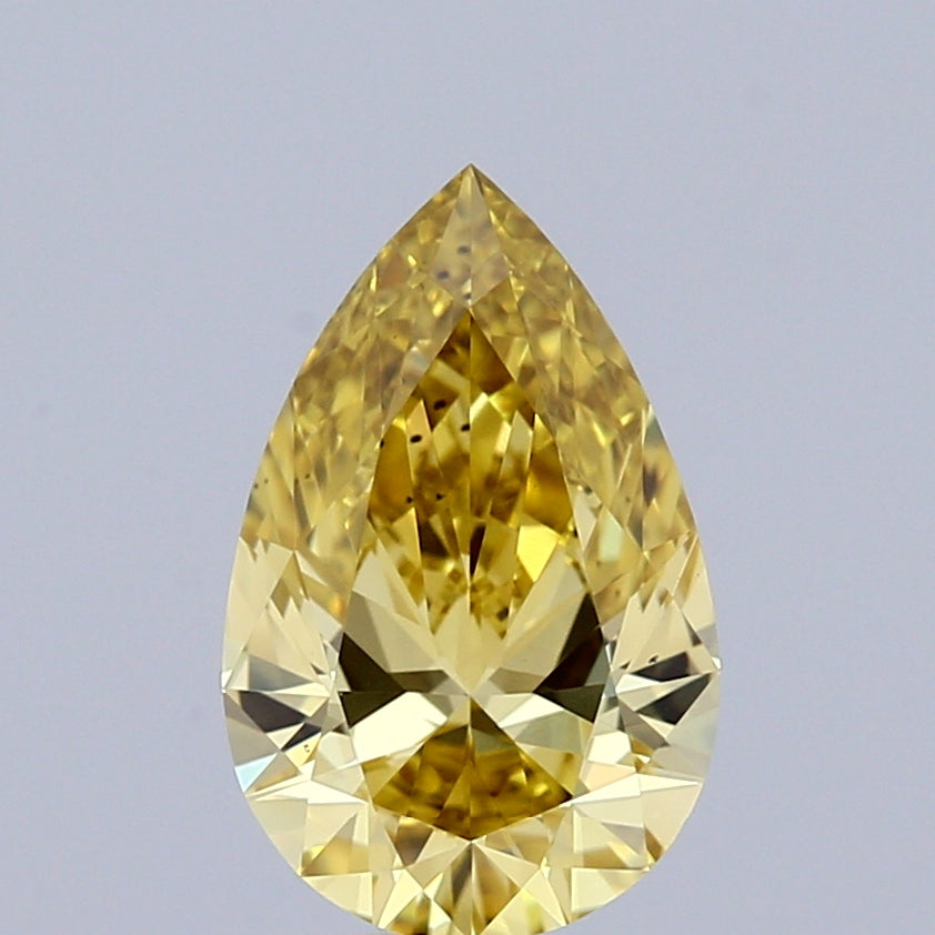 0.97 Carat Pear Shaped, Excellent Cut, FANCY INTENSE YELLOW Color, VS2 Clarity, IGI Certified Lab Grown Diamond