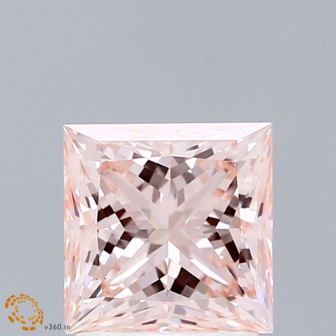 2.00 Carat Princess Shaped, Ideal Cut, FANCY INTENSE PINK Color, VS1 Clarity, IGI Certified Lab Grown Diamond