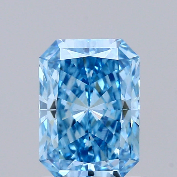1.08 Carat Radiant Shaped, Ideal Cut, FANCY VIVID BLUE Color, VS1 Clarity, IGI Certified Lab Grown Diamond