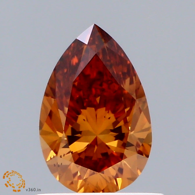 0.59 Carat Pear Shaped, Excellent Cut, FANCY VIVID ORANGE Color, VS2 Clarity, IGI Certified Lab Grown Diamond