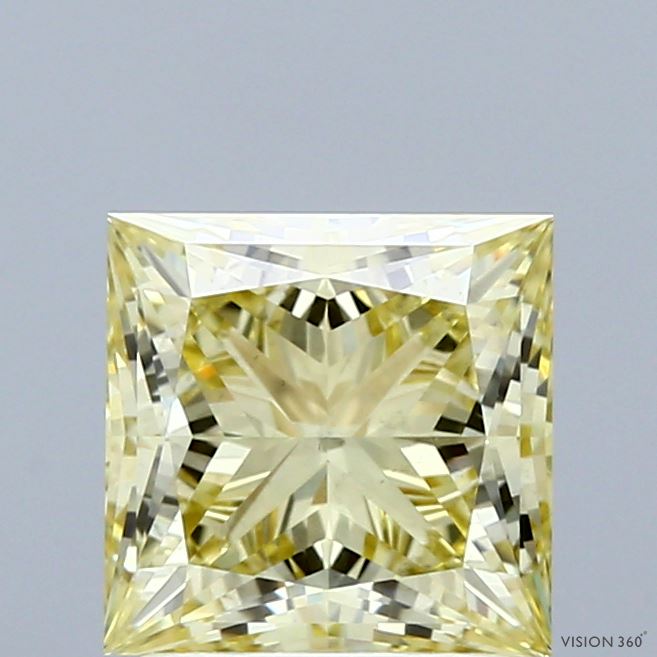 2.02 Carat Princess Shaped, Ideal Cut, FANCY YELLOW Color, VS1 Clarity, IGI Certified Lab Grown Diamond