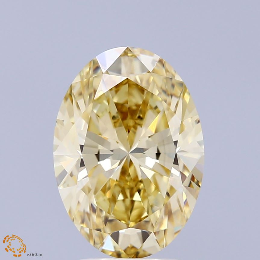 3.05 Carat Oval Shaped, Ideal Cut, FANCY INTENSE YELLOW Color, VS1 Clarity, IGI Certified Lab Grown Diamond