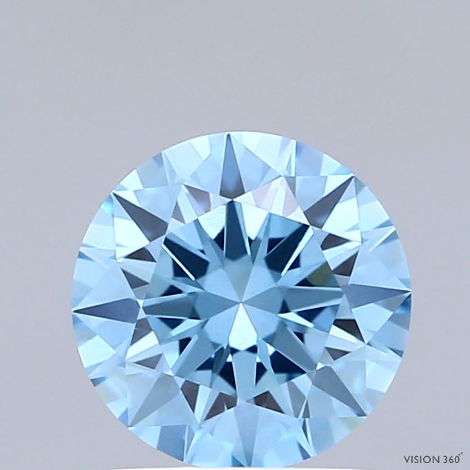 1.52 Carat Round Shaped, Ideal Cut, FANCY VIVID BLUE Color, VVS2 Clarity, IGI Certified Lab Grown Diamond