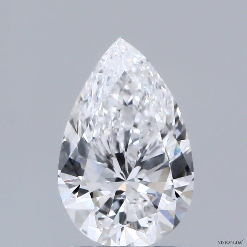 0.85 Carat Pear Shaped, Excellent Cut, D Color, VVS2 Clarity, IGI Certified Lab Grown Diamond