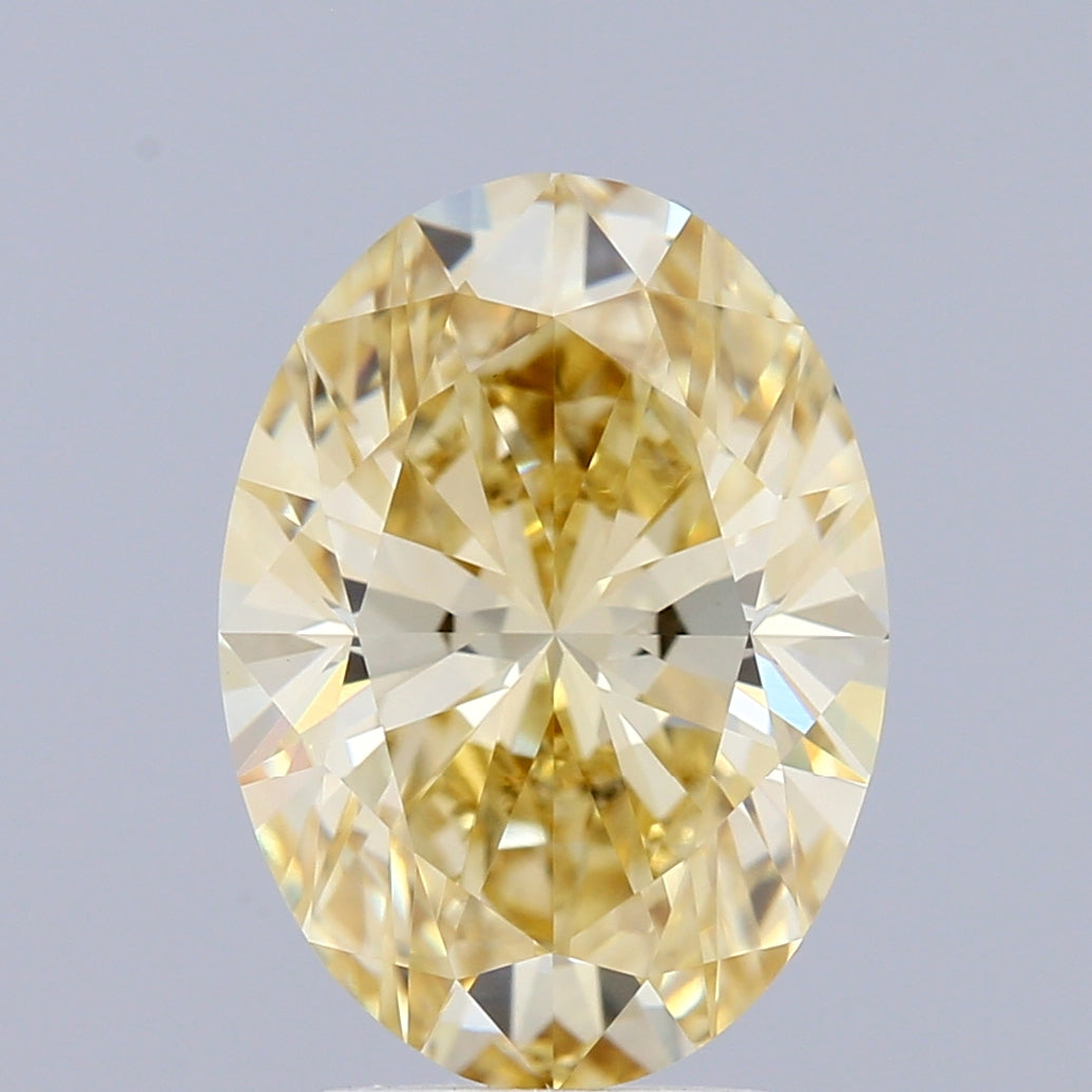 2.79 Carat Oval Shaped, Ideal Cut, FANCY INTENSE YELLOW Color, VVS2 Clarity, IGI Certified Lab Grown Diamond