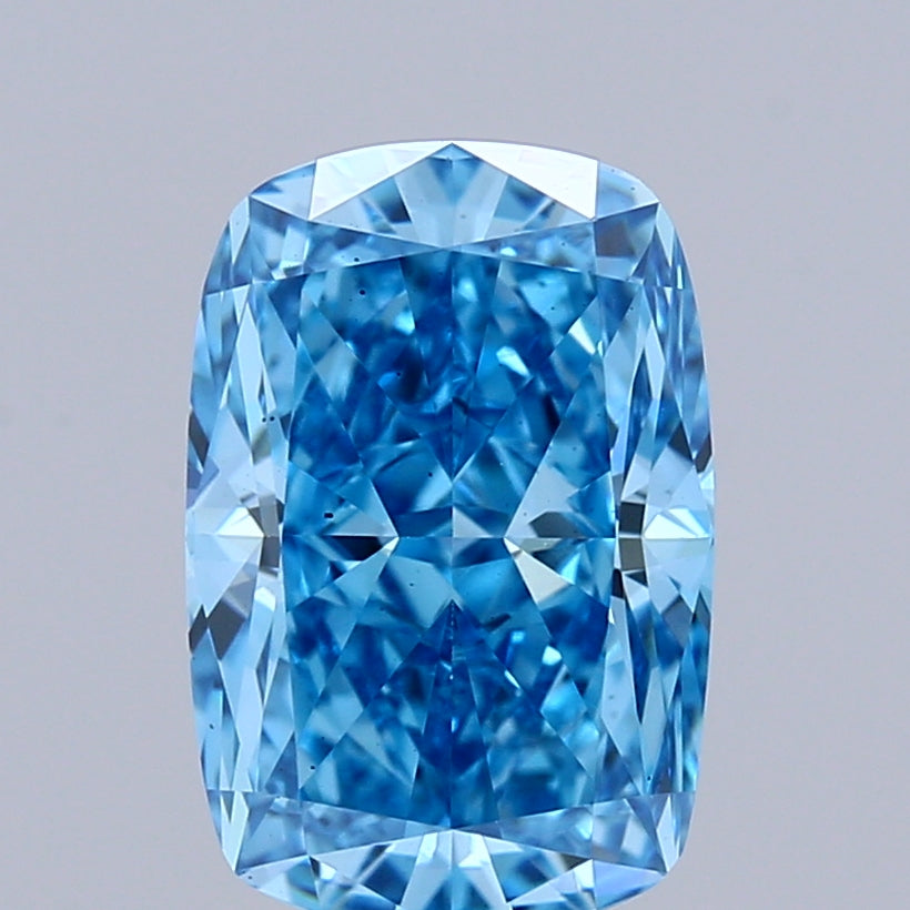 1.79 Carat Cushion Shaped, Ideal Cut, FANCY VIVID BLUE Color, VS2 Clarity, IGI Certified Lab Grown Diamond