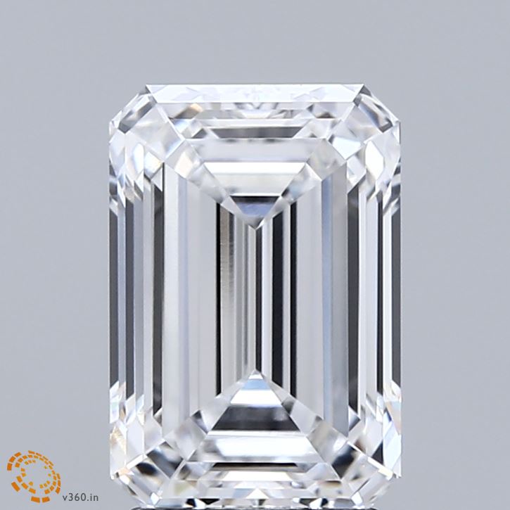 3.09 Carat Emerald Shaped, Ideal Cut, D Color, VVS2 Clarity, IGI Certified Lab Grown Diamond