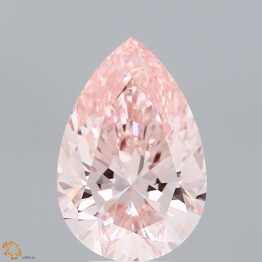 4.36 Carat Pear Shaped, Ideal Cut, FANCY INTENSE PINK Color, VS1 Clarity, IGI Certified Lab Grown Diamond