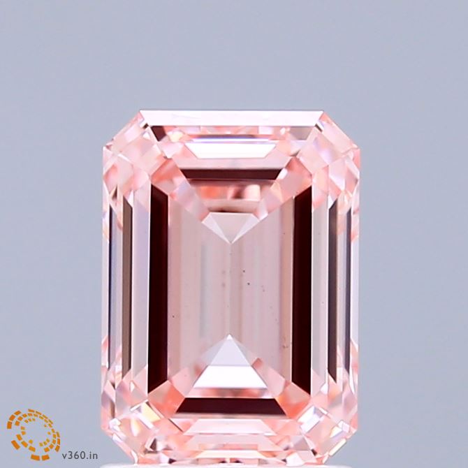 2.01 Carat Emerald Shaped, Ideal Cut, FANCY INTENSE PINK Color, VS1 Clarity, IGI Certified Lab Grown Diamond