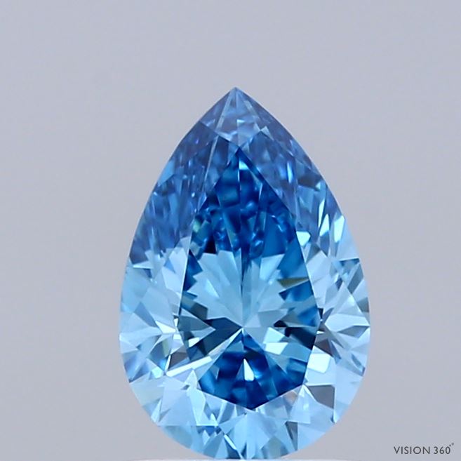 0.99 Carat Pear Shaped, Excellent Cut, FANCY VIVID BLUE Color, VVS2 Clarity, IGI Certified Lab Grown Diamond