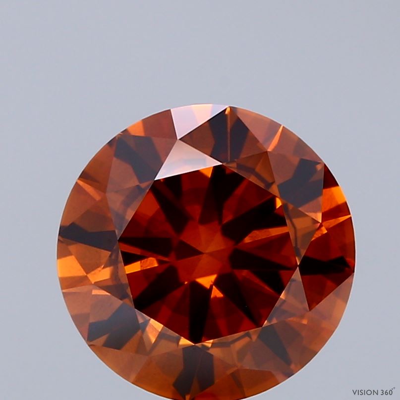 3.00 Carat Round Shaped, Excellent Cut, FANCY ORANGY BROWN Color, SI1 Clarity, IGI Certified Lab Grown Diamond