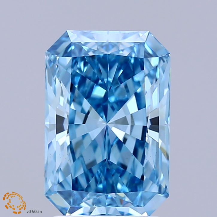 2.51 Carat Radiant Shaped, Ideal Cut, FANCY VIVID BLUE Color, VVS2 Clarity, IGI Certified Lab Grown Diamond