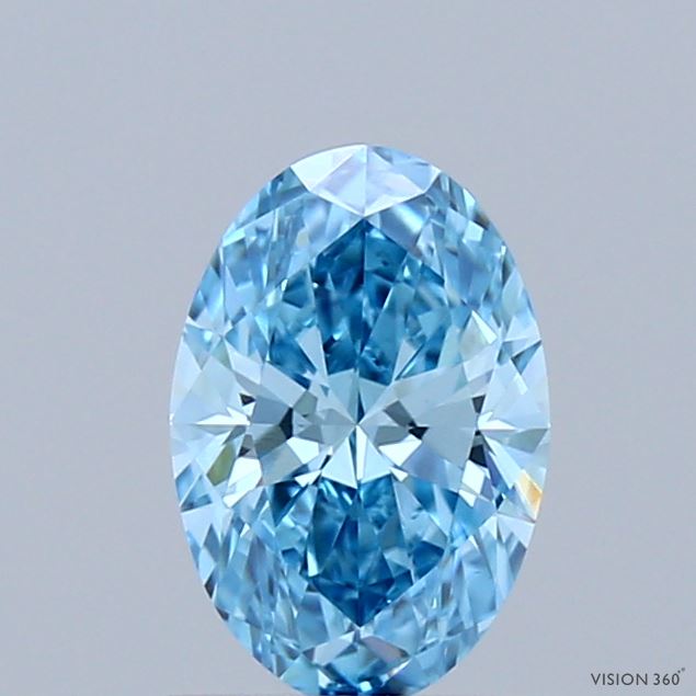 0.91 Carat Oval Shaped, Ideal Cut, FANCY VIVID BLUE Color, VVS2 Clarity, IGI Certified Lab Grown Diamond