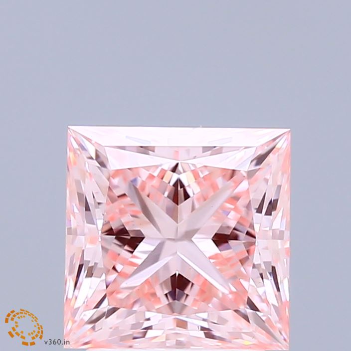 2.56 Carat Princess Shaped, Ideal Cut, FANCY INTENSE PINK Color, VS1 Clarity, IGI Certified Lab Grown Diamond