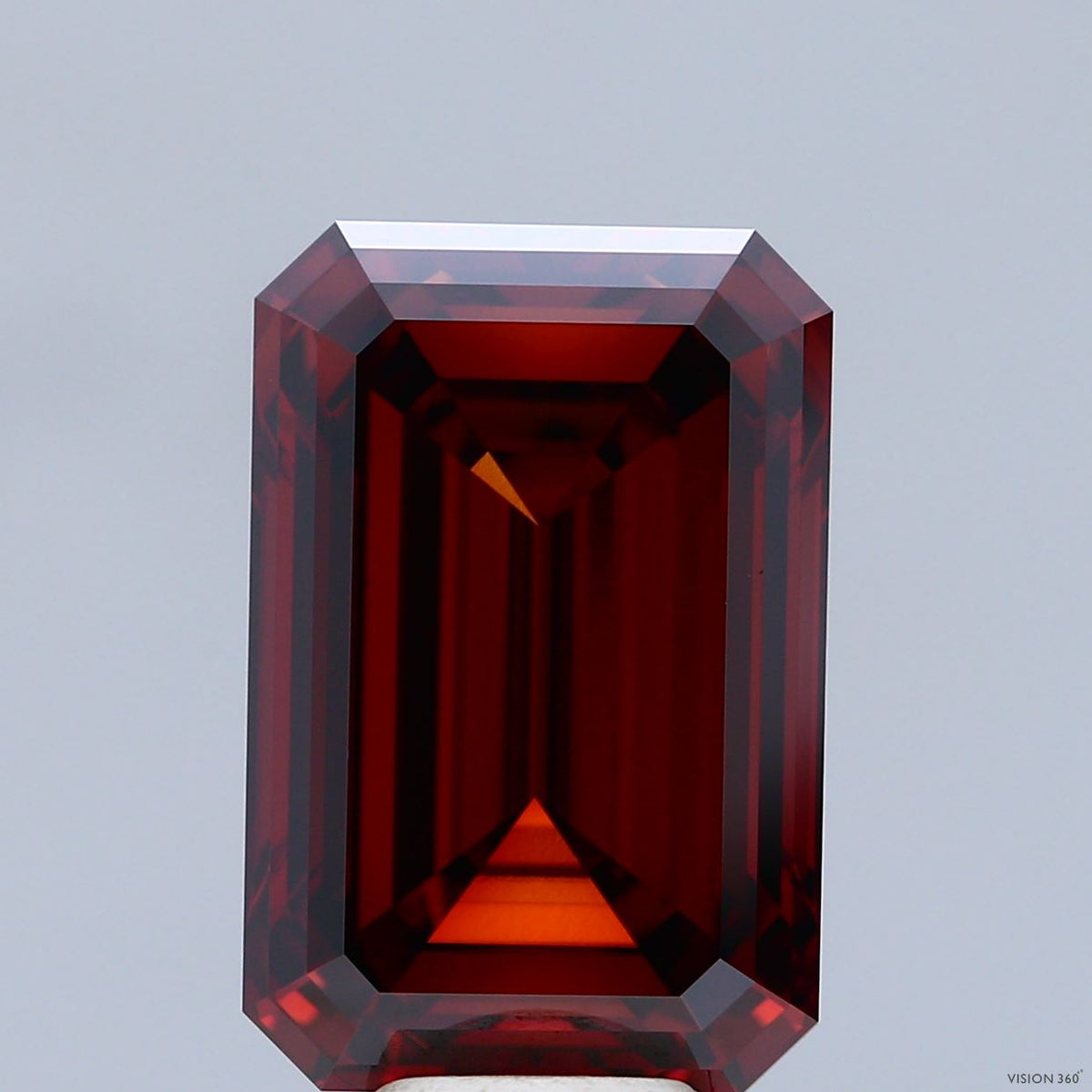 10.21 Carat Emerald Shaped, Ideal Cut, FANCY DEEP ORANGE Color, VVS2 Clarity, IGI Certified Lab Grown Diamond
