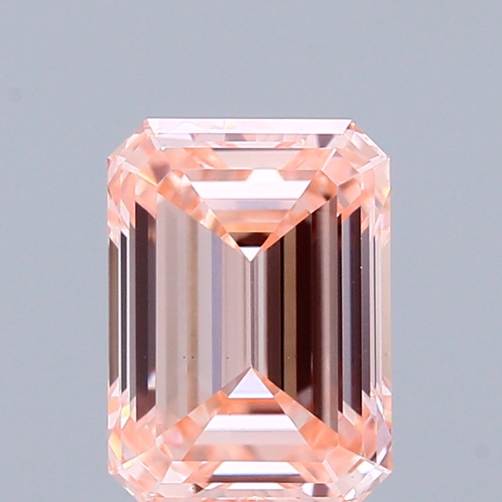 0.96 Carat Emerald Shaped, Ideal Cut, FANCY INTENSE PINK Color, VS1 Clarity, IGI Certified Lab Grown Diamond