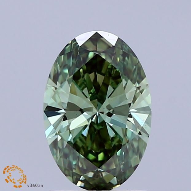 1.07 Carat Oval Shaped, Ideal Cut, FANCY VIVID GREEN Color, VS1 Clarity, IGI Certified Lab Grown Diamond