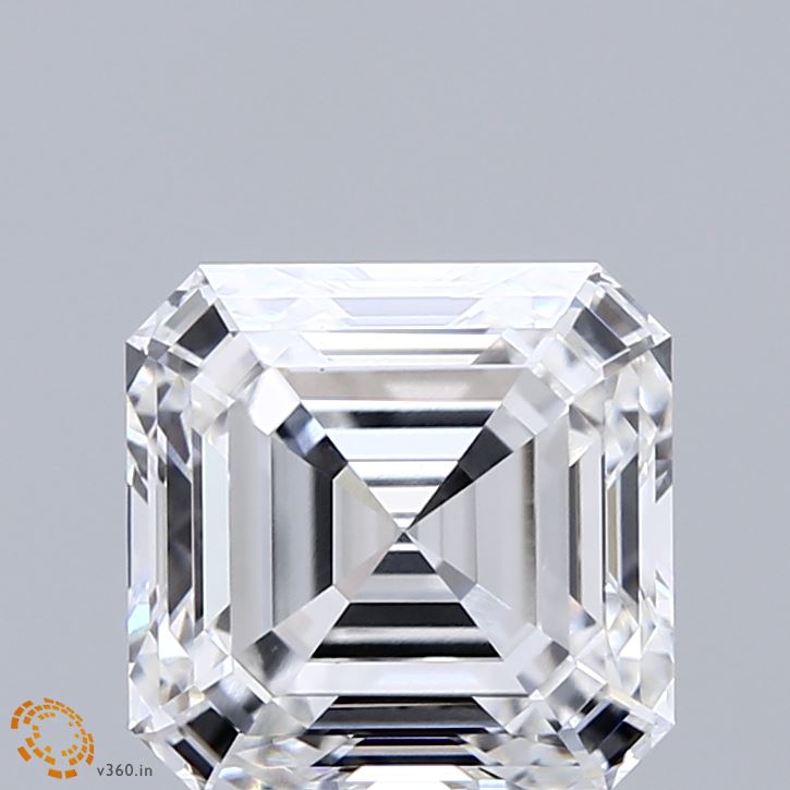 3.28 Carat Asscher Shaped, Ideal Cut, E Color, VS1 Clarity, IGI Certified Lab Grown Diamond