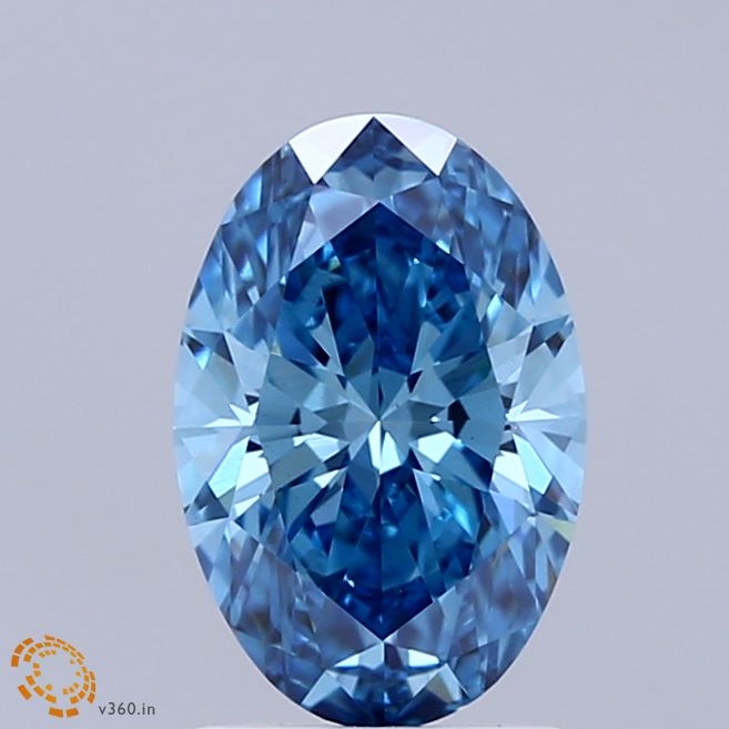 1.38 Carat Oval Shaped, Ideal Cut, FANCY VIVID BLUE Color, VS1 Clarity, IGI Certified Lab Grown Diamond