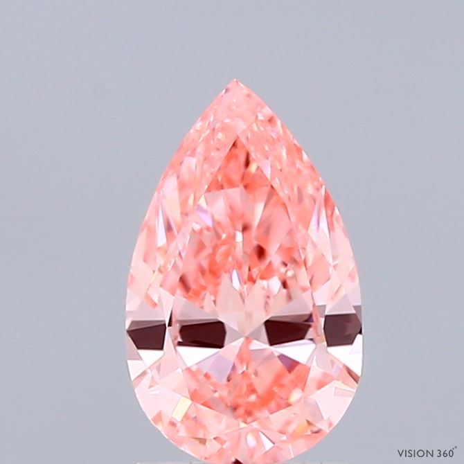 0.90 Carat Pear Shaped, Excellent Cut, FANCY VIVID PINK Color, VS1 Clarity, IGI Certified Lab Grown Diamond