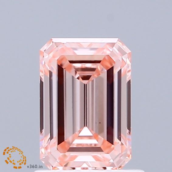1.10 Carat Emerald Shaped, Ideal Cut, FANCY INTENSE PINK Color, VS1 Clarity, IGI Certified Lab Grown Diamond