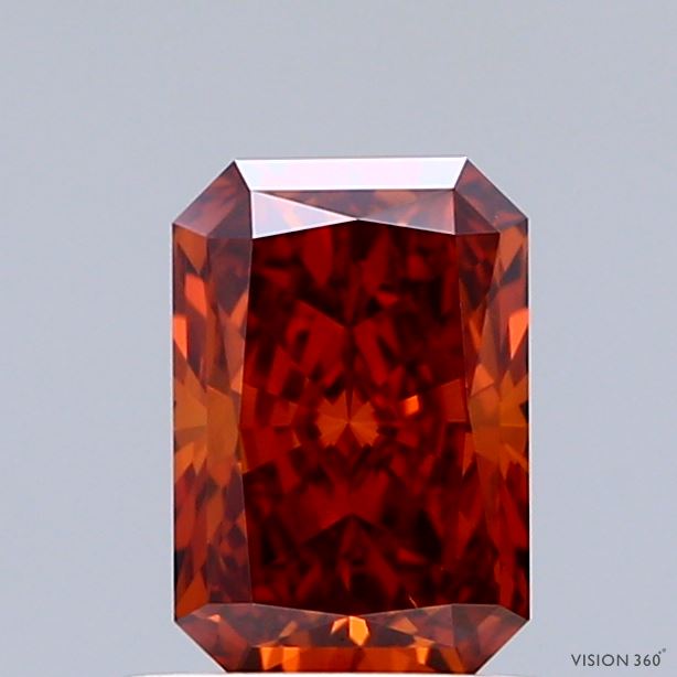 1.02 Carat Radiant Shaped, Ideal Cut, FANCY VIVID ORANGE Color, VVS2 Clarity, IGI Certified Lab Grown Diamond