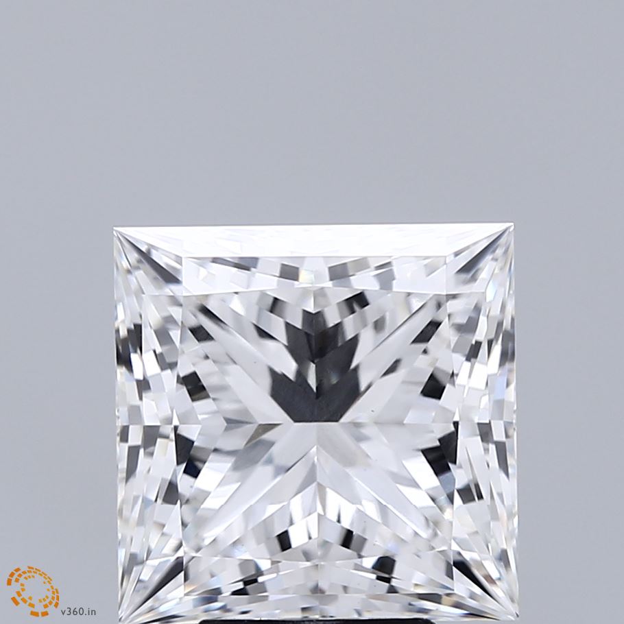5.26 Carat Princess Shaped, Ideal Cut, E Color, VVS2 Clarity, IGI Certified Lab Grown Diamond