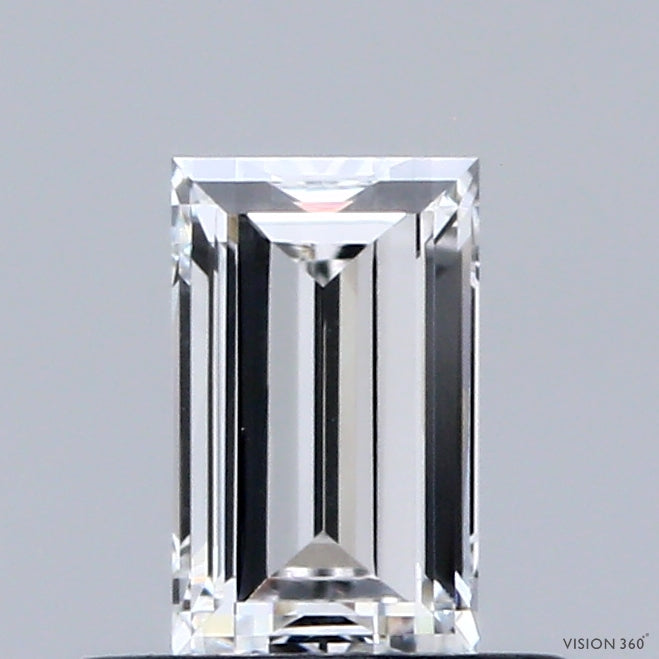0.58 Carat Baguette Shaped, Very Good Cut, D Color, VVS2 Clarity, IGI Certified Lab Grown Diamond