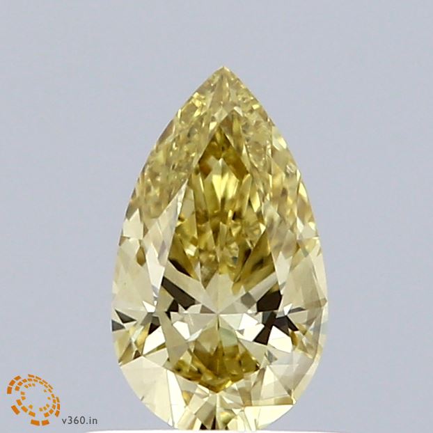0.71 Carat Pear Shaped, Excellent Cut, FANCY INTENSE YELLOW Color, VS2 Clarity, IGI Certified Lab Grown Diamond