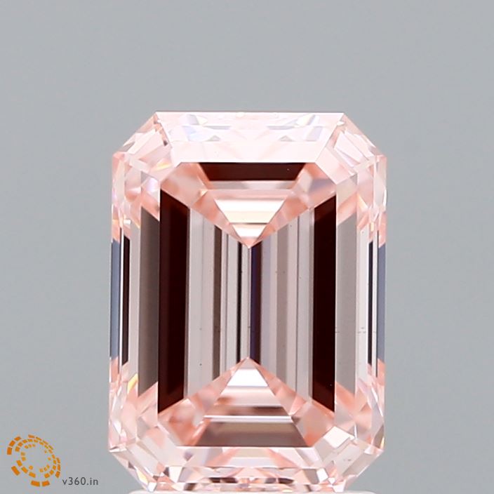 2.06 Carat Emerald Shaped, Ideal Cut, FANCY INTENSE PINK Color, VS1 Clarity, IGI Certified Lab Grown Diamond