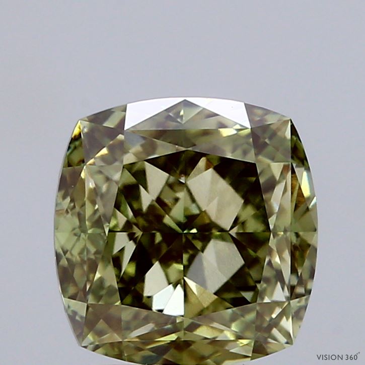3.49 Carat Cushion Shaped, Ideal Cut, FANCY VIVID GREEN Color, VVS2 Clarity, IGI Certified Lab Grown Diamond