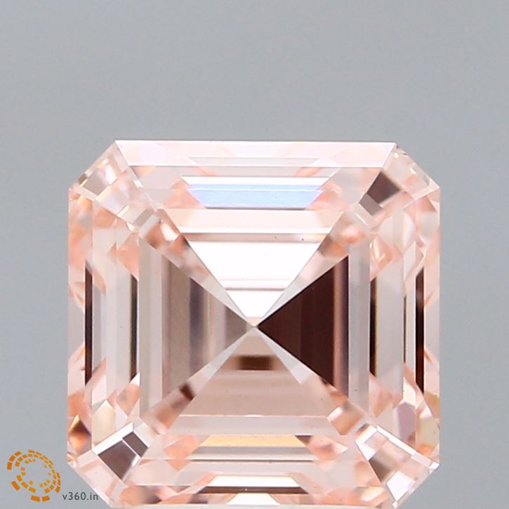3.15 Carat Asscher Shaped, Ideal Cut, FANCY INTENSE PINK Color, VS1 Clarity, IGI Certified Lab Grown Diamond