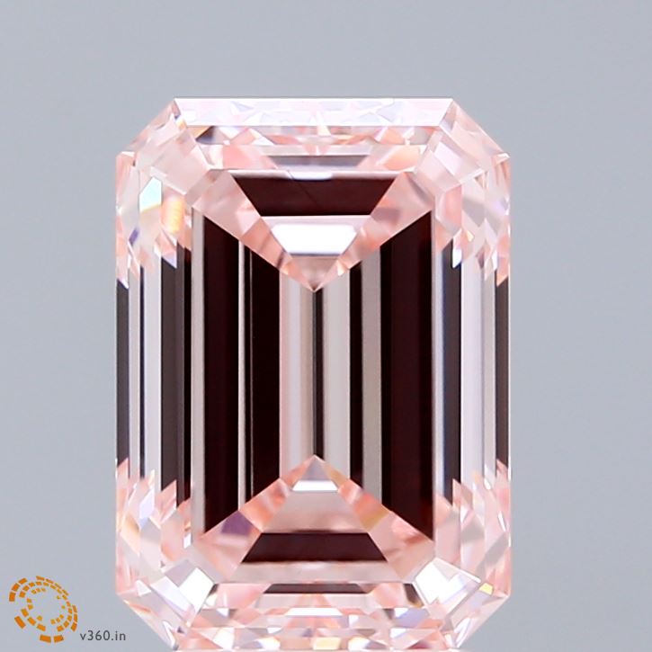 3.55 Carat Emerald Shaped, Ideal Cut, FANCY INTENSE PINK Color, VS1 Clarity, IGI Certified Lab Grown Diamond