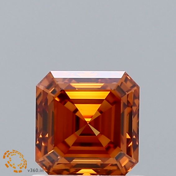 0.93 Carat Asscher Shaped, Excellent Cut, FANCY VIVID ORANGE Color, VVS2 Clarity, IGI Certified Lab Grown Diamond