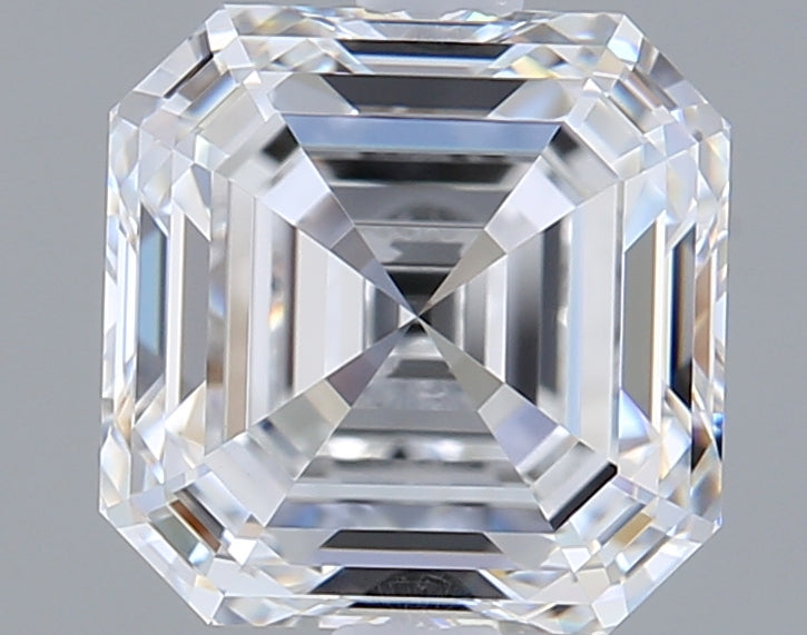 2.09 Carat Asscher Shaped, Ideal Cut, F Color, VVS2 Clarity, GIA Certified Lab Grown Diamond