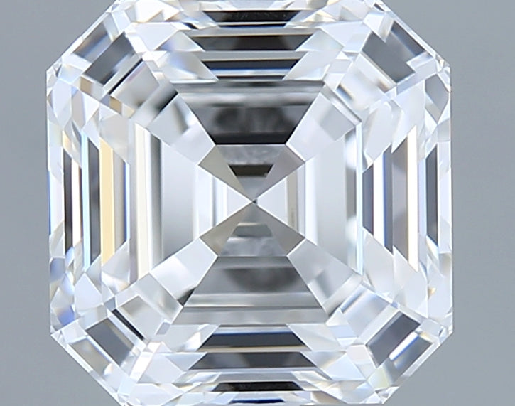 2.05 Carat Asscher Shaped, Ideal Cut, F Color, VVS2 Clarity, GIA Certified Lab Grown Diamond