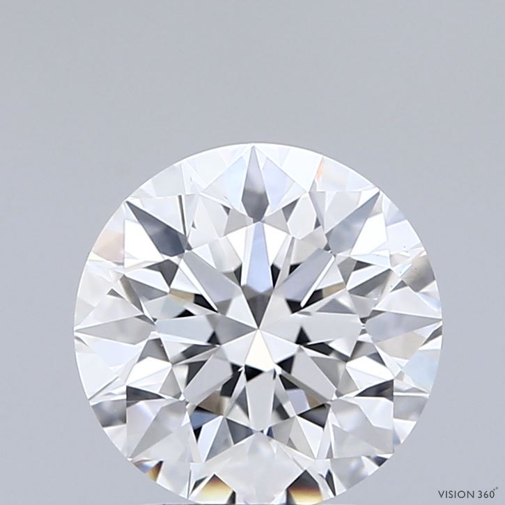 2.01 Carat Round Shaped, Excellent Cut, D Color, VVS2 Clarity, IGI Certified Lab Grown Diamond