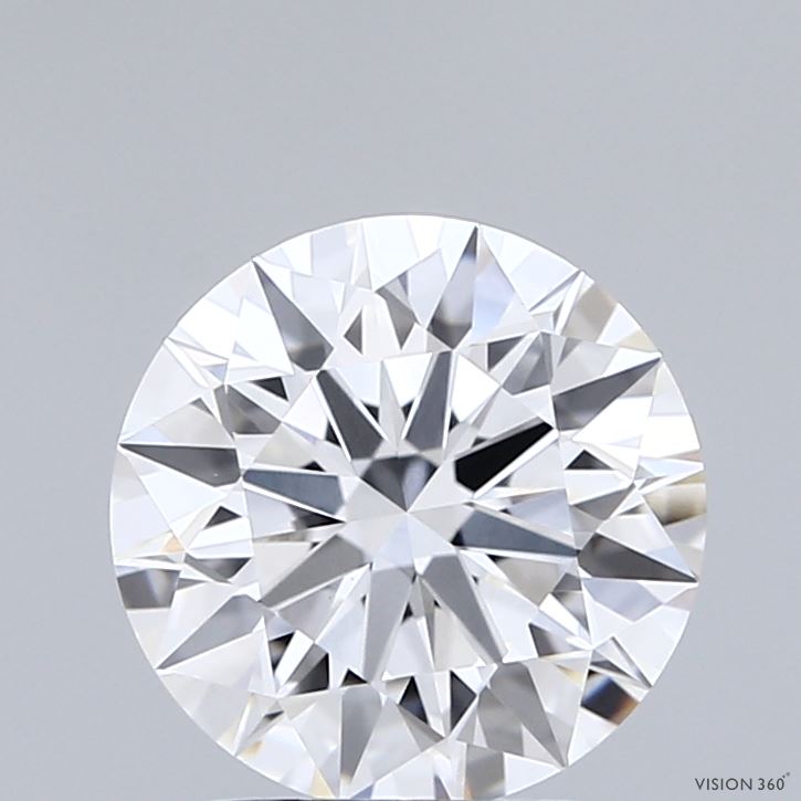 2.05 Carat Round Shaped, Ideal Cut, D Color, VVS2 Clarity, IGI Certified Lab Grown Diamond