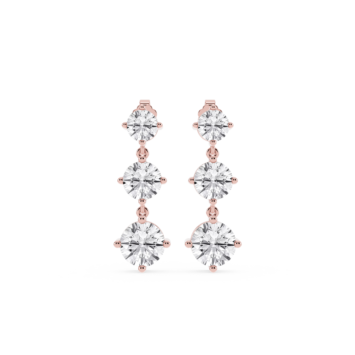 6 ctw Round Lab Grown Diamond Three Stone Drop Earrings – Signature Collection
