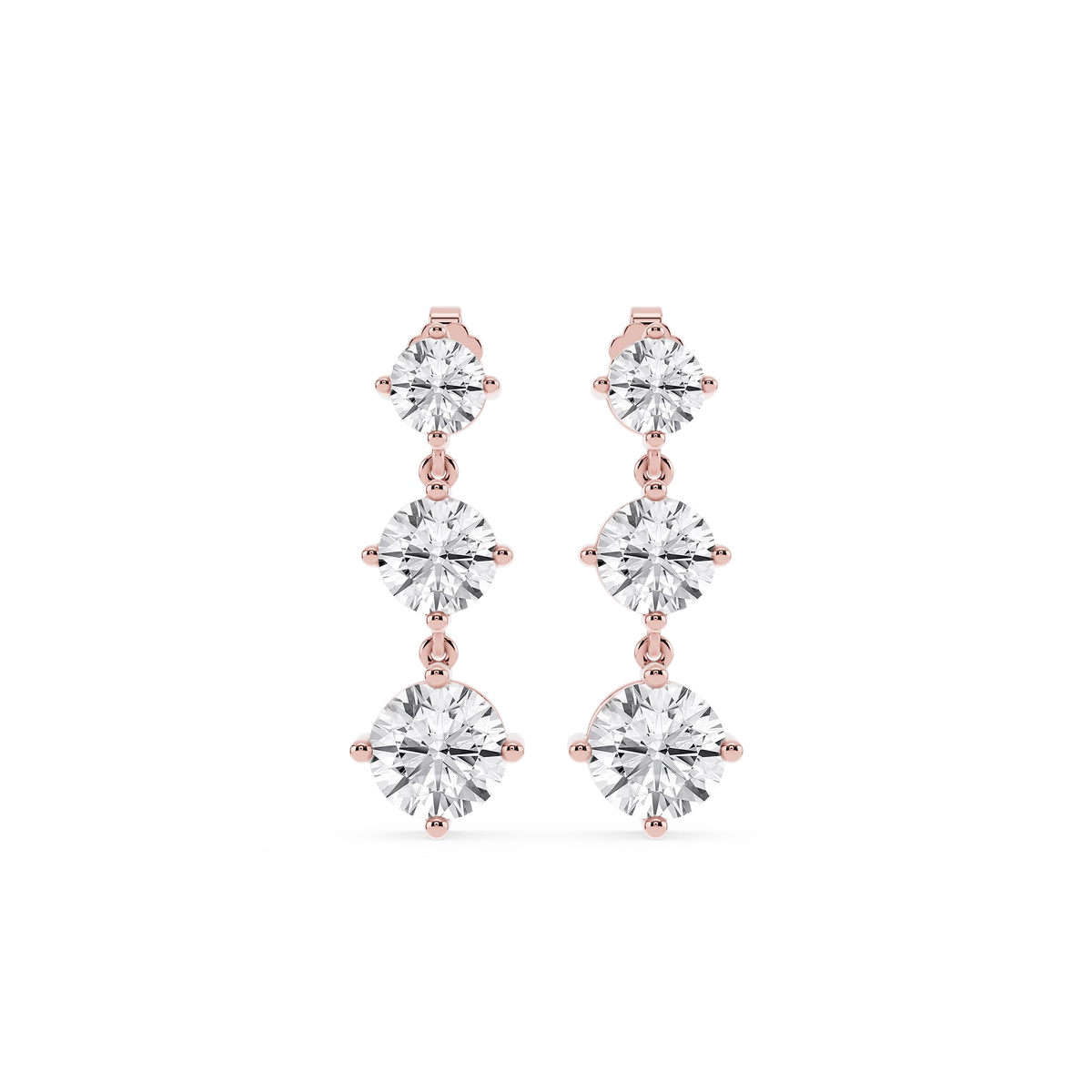 6 ctw Round Lab Grown Diamond Three Stone Drop Earrings – Signature Collection